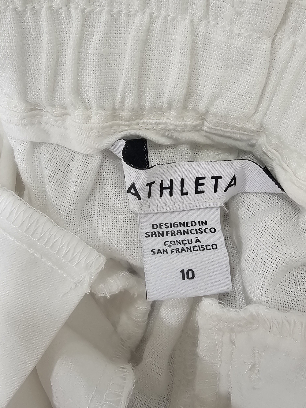 Athleta Cabo Linen Jogger Pants Womens 10 White 100% Linen Drawstring NWT - Picture 5 of 9
